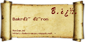 Bakró Áron névjegykártya